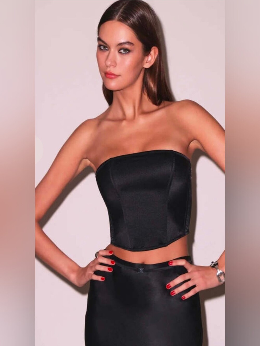 Fleur du Mal Silk Corset Strapless Top